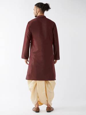 Solid Kurta And Embroidered Traditional Dhoti Set 3