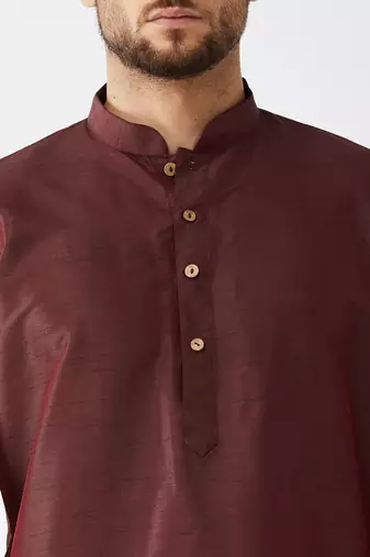 Solid Kurta And Embroidered Traditional Dhoti Set