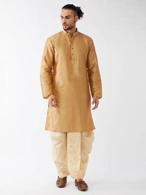 Solid Kurta And Embroidered Traditional Dhoti Set 1