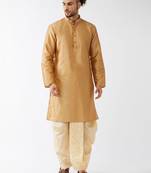 Solid Kurta And Embroidered Traditional Dhoti Set