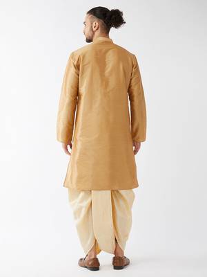 Solid Kurta And Embroidered Traditional Dhoti Set 3