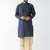 Blue And Gold Silk Blend Kurta And Dhoti Set