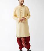 Men'S Solid Kurta And Embroidered Traditional Dhoti Set