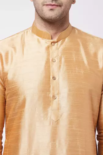 Rose Gold Silk Blend Kurta And Dhoti Set