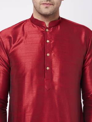  maroon silk blend kurta and dhoti set 4