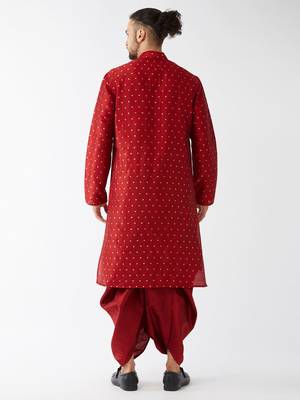  maroon silk blend kurta and dhoti set 3