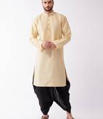 Gold Silk Blend Kurta And Dhoti Set