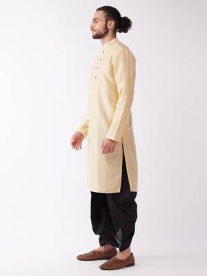 Gold Silk Blend Kurta And Dhoti Set 2