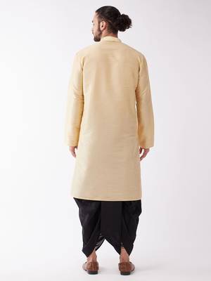 Gold Silk Blend Kurta And Dhoti Set 3