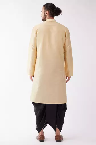 Gold Silk Blend Kurta And Dhoti Set