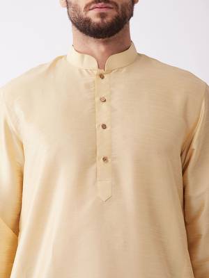 Gold Silk Blend Kurta And Dhoti Set 4