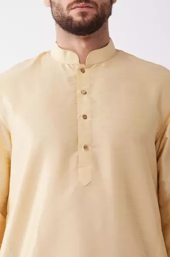 Gold Silk Blend Kurta And Dhoti Set