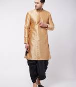 Rose Gold Silk Blend Kurta And Dhoti Set