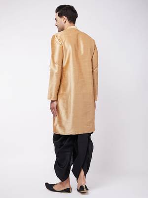 Rose Gold Silk Blend Kurta And Dhoti Set 3