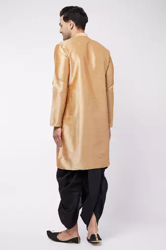 Rose Gold Silk Blend Kurta And Dhoti Set