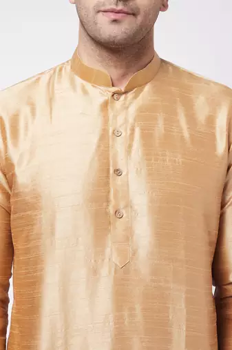Rose Gold Silk Blend Kurta And Dhoti Set