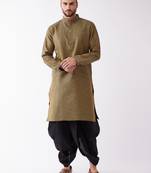 Black Silk Blend Kurta And Dhoti Set
