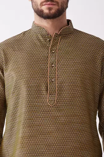 Black Silk Blend Kurta And Dhoti Set