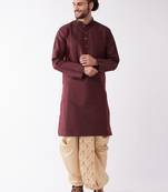 Solid Kurta And Embroidered Traditional Dhoti Set