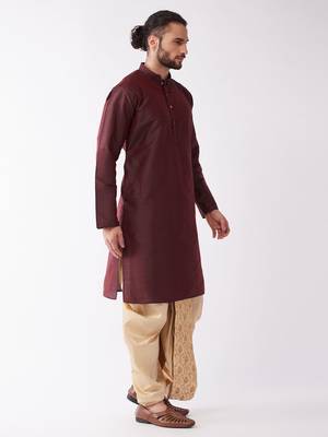 Solid Kurta And Embroidered Traditional Dhoti Set 2