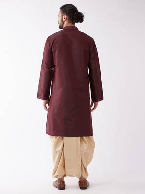 Solid Kurta And Embroidered Traditional Dhoti Set 3