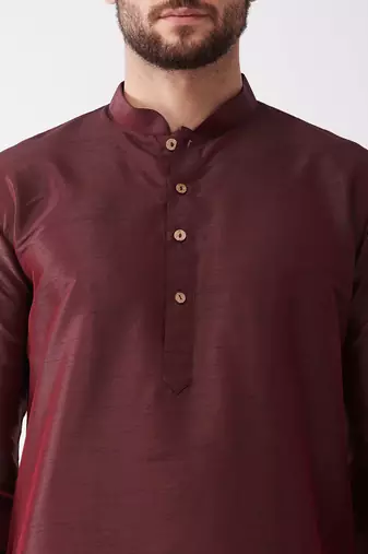 Solid Kurta And Embroidered Traditional Dhoti Set