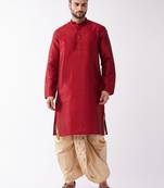Solid Kurta And Embroidered Traditional Dhoti Set