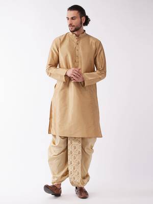 Solid Kurta And Embroidered Traditional Dhoti Set 1