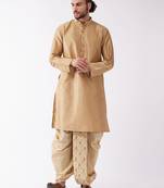 Solid Kurta And Embroidered Traditional Dhoti Set