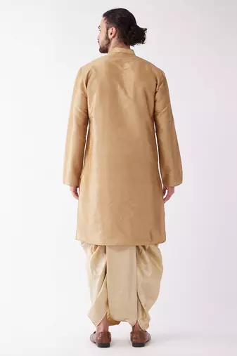 Solid Kurta And Embroidered Traditional Dhoti Set