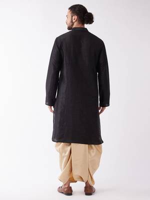Solid Kurta And Embroidered Traditional Dhoti Set 3