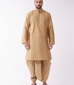 Rose Gold Silk Blend Kurta And Dhoti Set