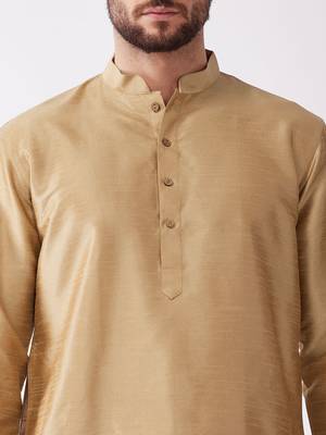 Rose Gold Silk Blend Kurta And Dhoti Set 4