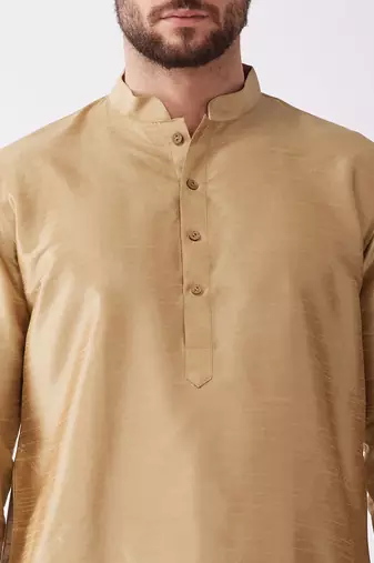 Rose Gold Silk Blend Kurta And Dhoti Set