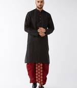 Men'S Solid Kurta And Embroidered Traditional Dhoti Set