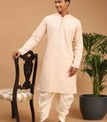 Pink And Cream Georgette Kurta Dhoti Set