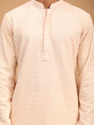 Pink And Cream Georgette Kurta Dhoti Set 4