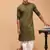 Mehandi Green Cotton Blend Plain Kurta with White Dhoti Set