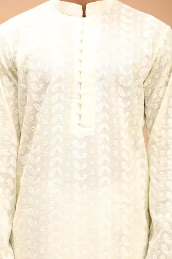 Yellow Pure Cotton Kurta And Dhoti Set