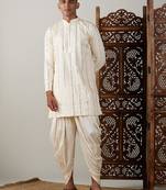 Cream Viscose Kurta And Dhoti Set