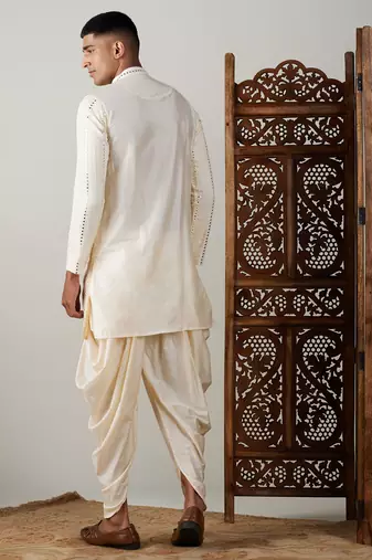 Cream Viscose Kurta And Dhoti Set