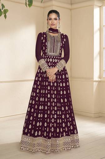 Rose Gold Anarkali style Anarkali Semi-Stitched Salwar Kameez main image 0