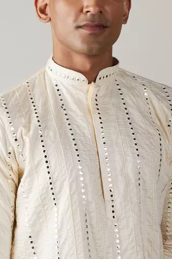 Cream Viscose Kurta And Dhoti Set