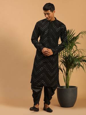 Black Georgette Kurta And Dhoti Set 1