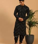 Black Georgette Kurta And Dhoti Set