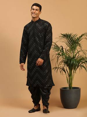 Black Georgette Kurta And Dhoti Set 2