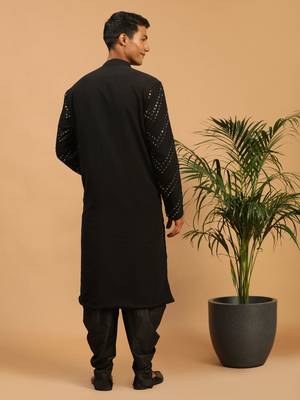 Black Georgette Kurta And Dhoti Set 3