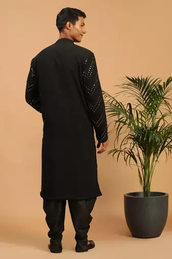 Black Georgette Kurta And Dhoti Set