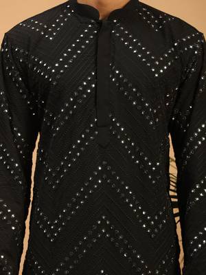 Black Georgette Kurta And Dhoti Set 4