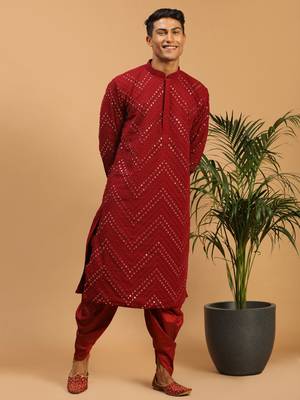 Maroon Georgette Kurta And Dhoti Set 1